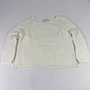 Scandal Italy Sweater Womens One Size White Textured Open Knit Raglan Pullover